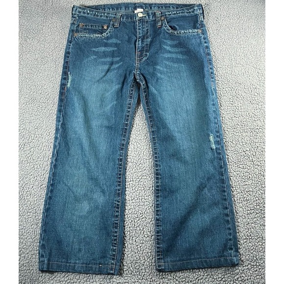 True Religion Other - True Religion Bobby Jeans Mens 43x27 Medium Wash Straight‎ Leg Distressed Denim